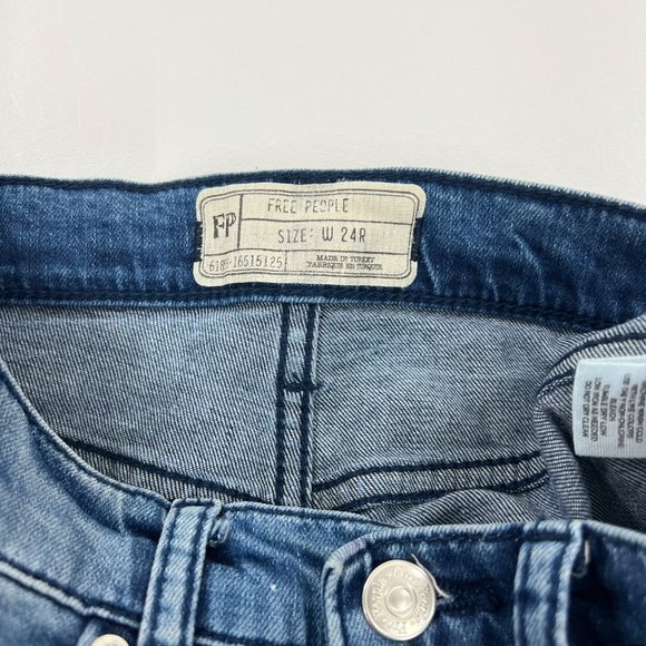 Free People Womens Jeans Size 24 High Rise Busted Knee Skinny Jeans Blue 24 - Picture 3 of 9